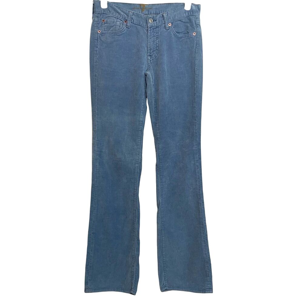 7 For All Mankind Vintage Y2K Corduroy Bootcut Pants Baby Blue Low Rise 27